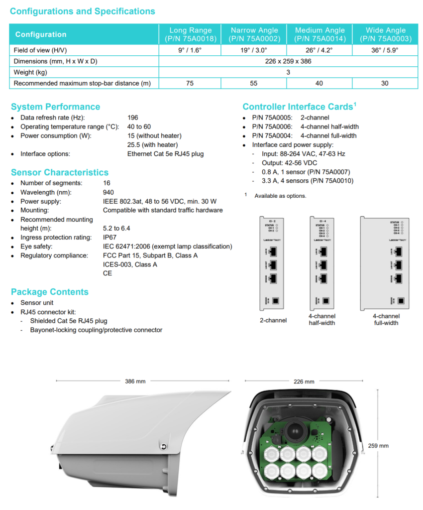 Leddar D-Tec spec sheet